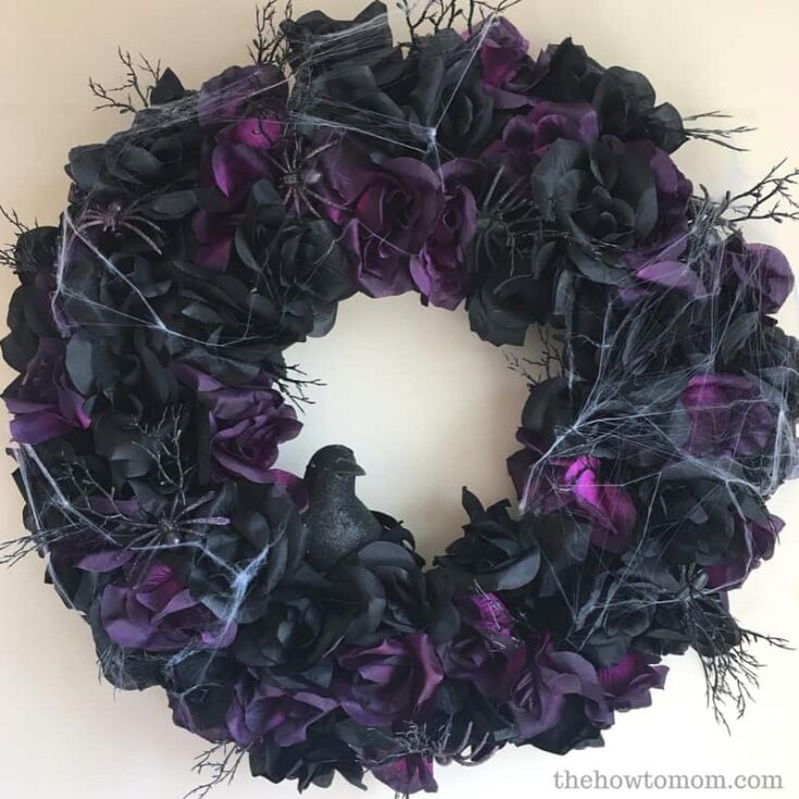 Black Rose and Spiders Halloween Wreath