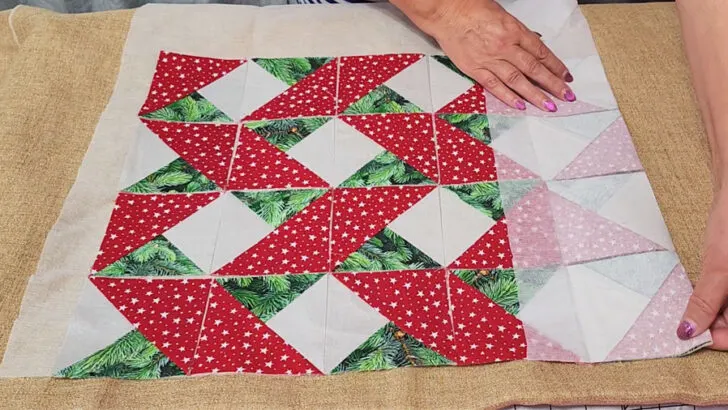 Fold the first row of squares right sides together