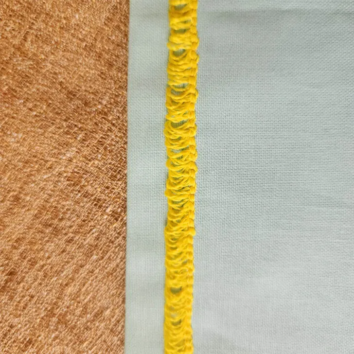 Stitch down on one side of the loops with the straight stitch