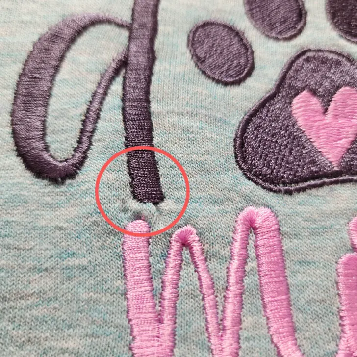 caused the fabric to be “squished” under the stitches