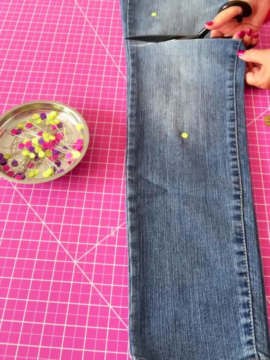 cut off the legs of the jeans