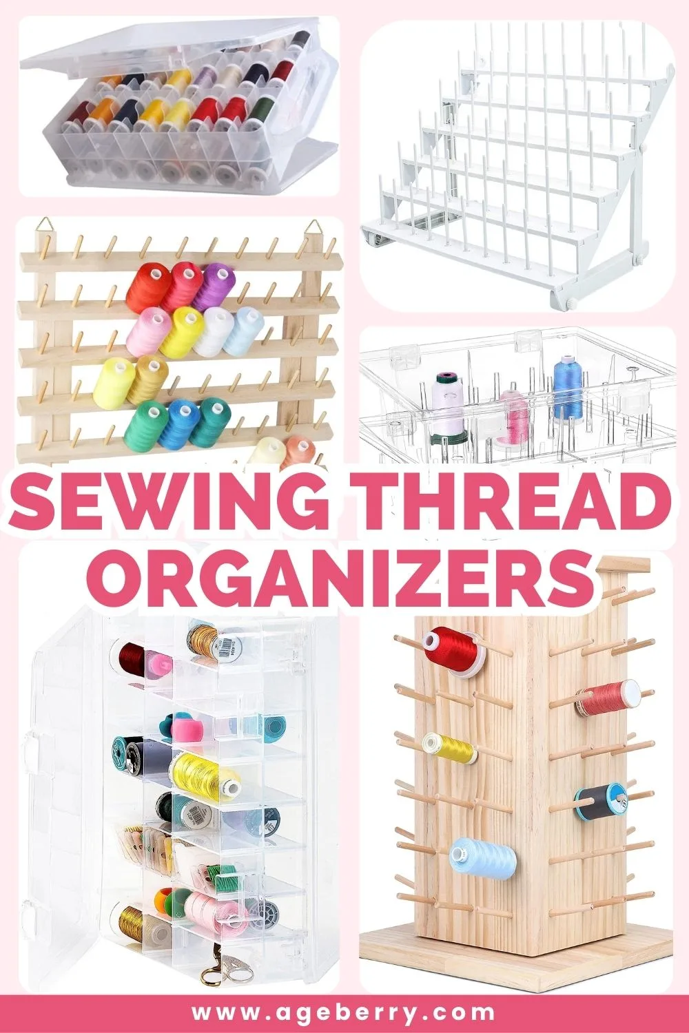 Thread Holder Wall Mount 54 Spools Sewing Thread Rack Embroidery Thread  Organizer Rack Sewing Thread Holder White with Hanging Tools for Quilting