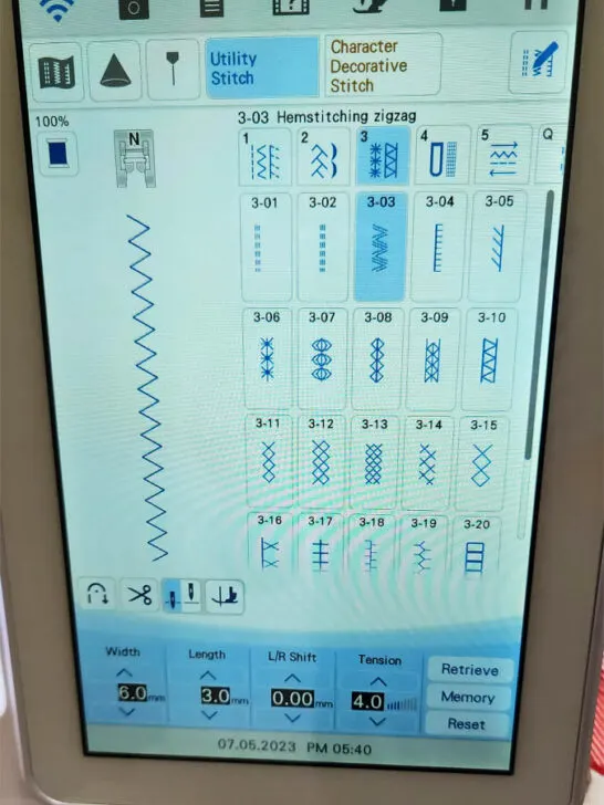 hemstitching zigzag