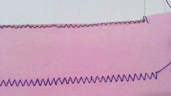 raw edges of thin fabric with a zigzag stitch