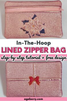 christmas zipper bag in the hoop