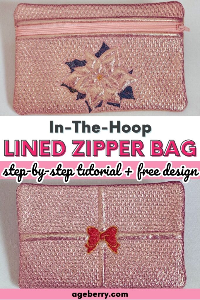 christmas zipper bag in the hoop