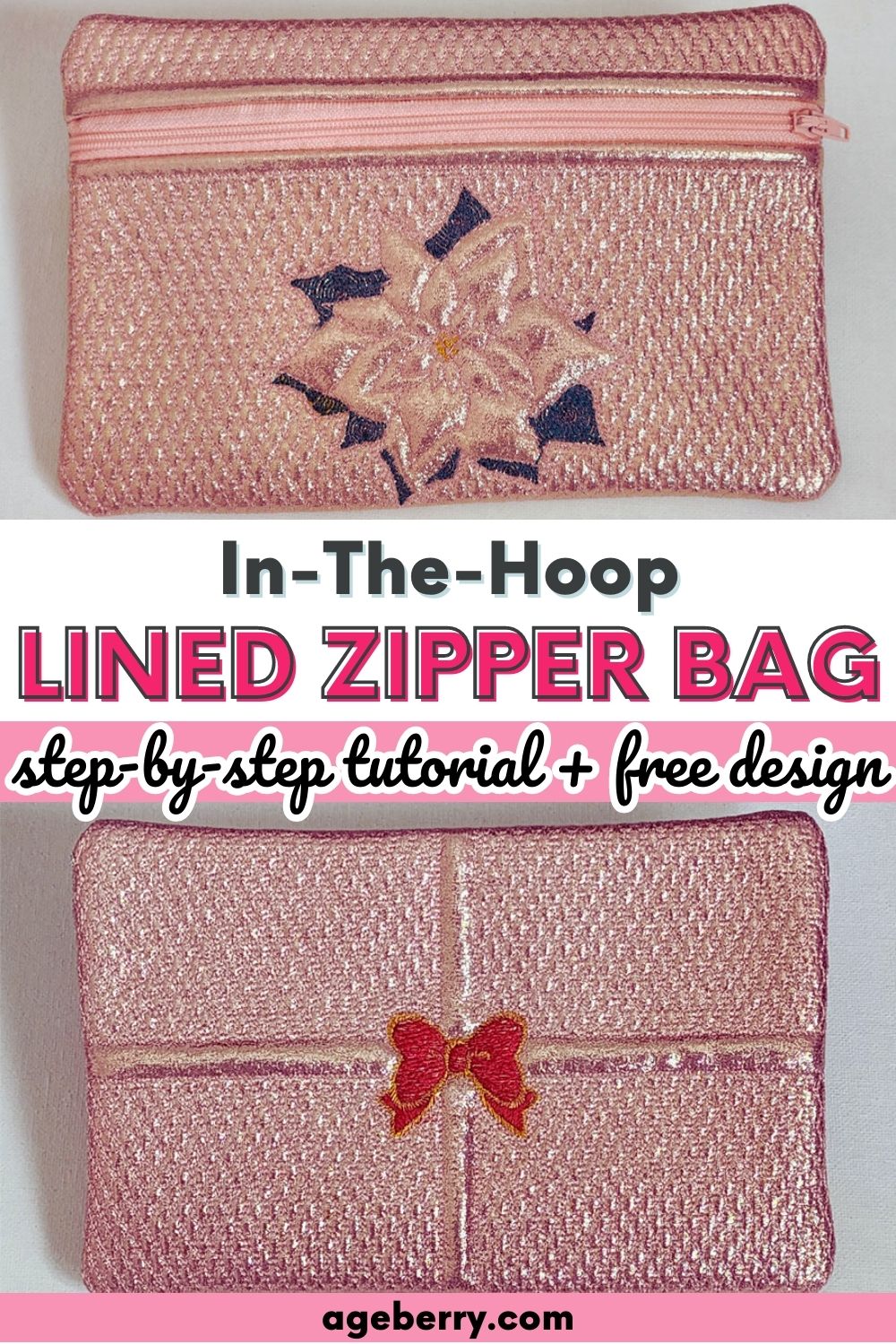 How To Make In-The-Hoop Lined Zippered Bags: A Step-By-Step Tutorial, Free  Design