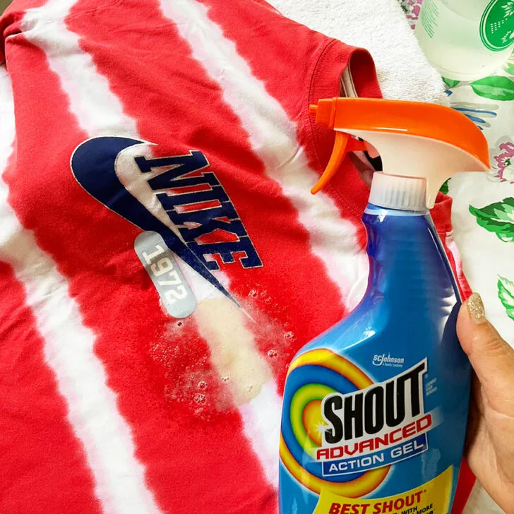 removing old stain using Shout stain remover