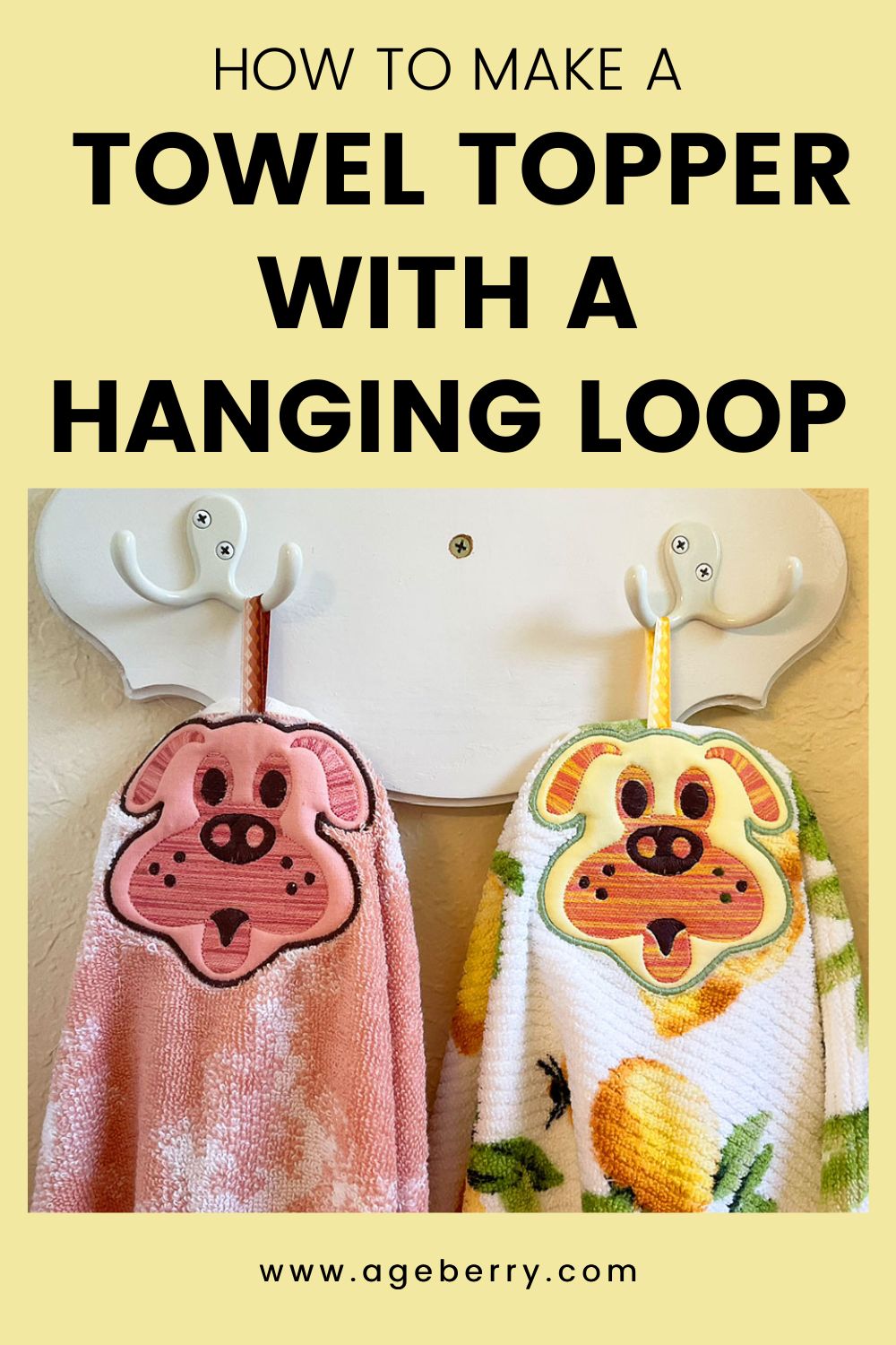 How to make in the hoop towel topper with a hanging loop