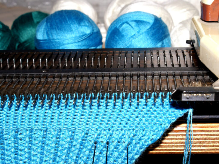 knitting machine making a sweater