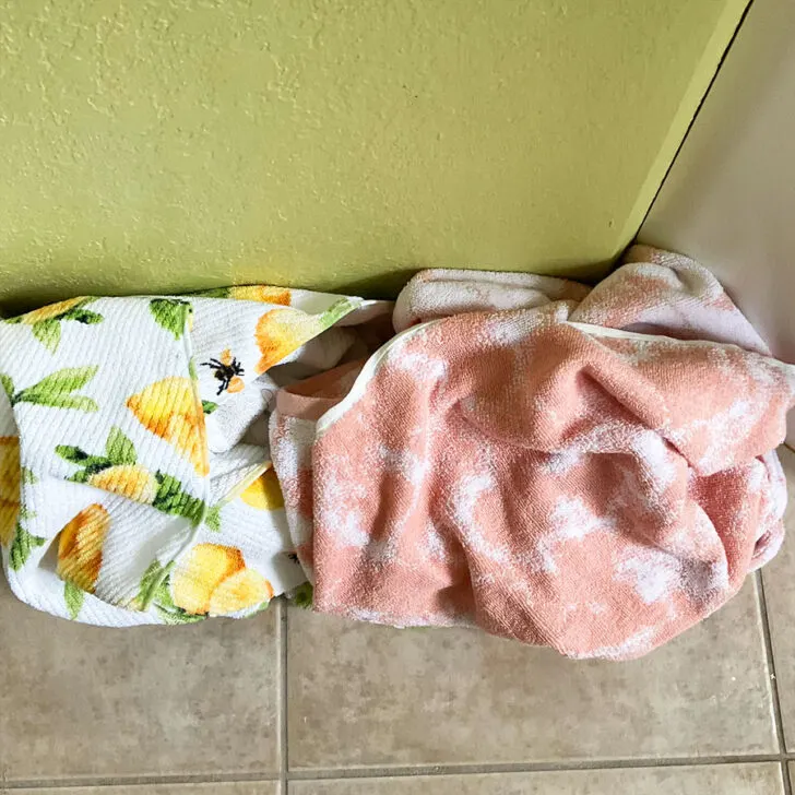 bath towel on the floor