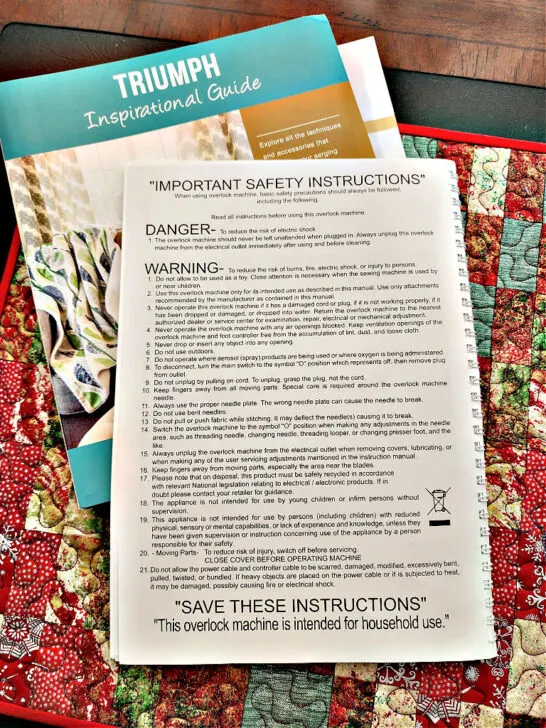 safety instructions in a serger manual