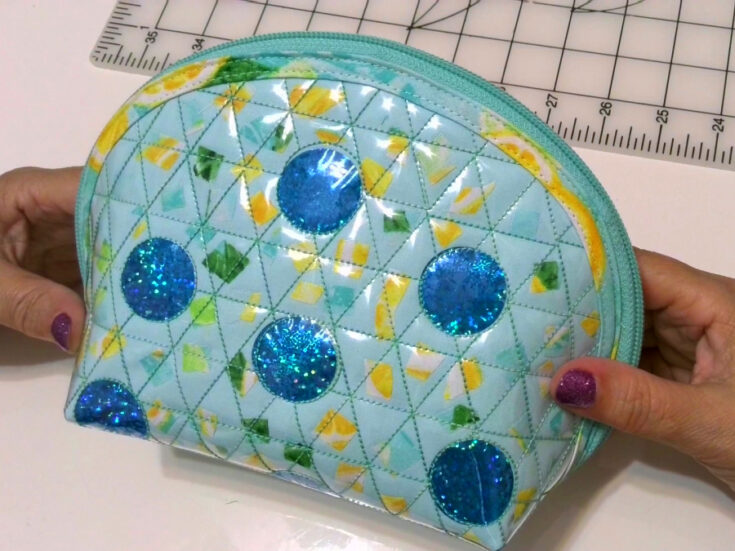 Pouch made from fabric scrap and vinyl by my Brother Luminaire embroidery machine