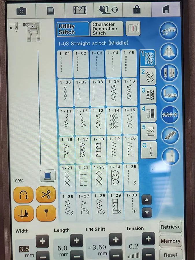 thread stitch settings for ruching