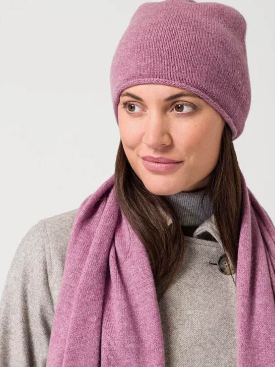 Women's Rolled Edge Beanie - Premium Cashmere