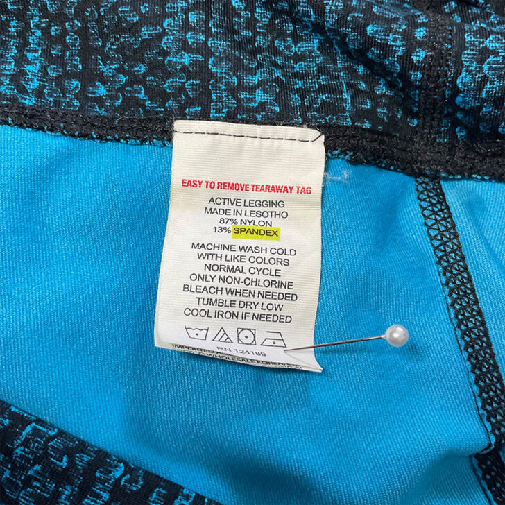 care label on blue shirt