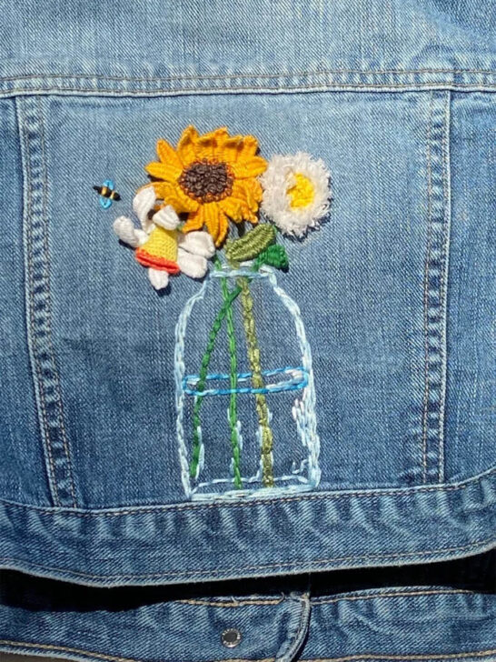 3D Floral Hand Embroidered Denim Jacket