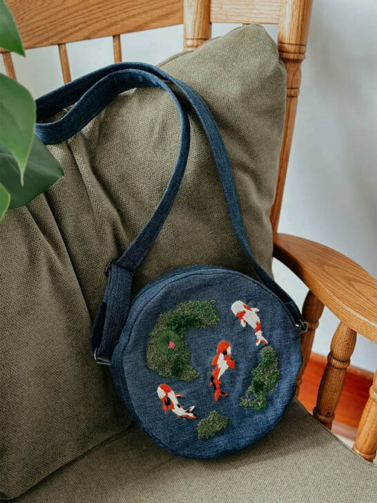 Circle Crossbody Purse w/ Koi Pond