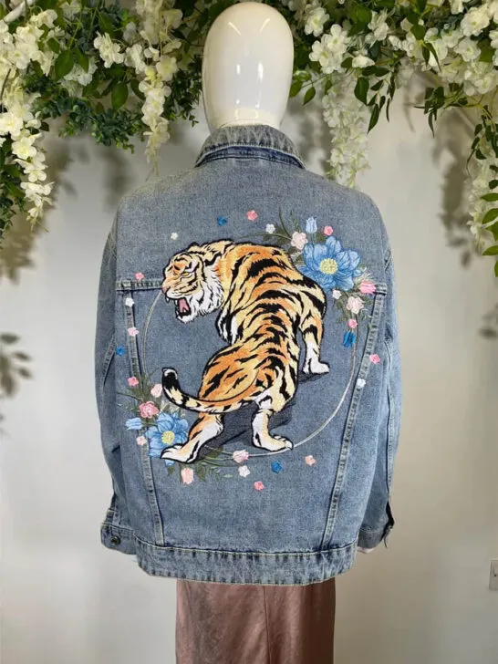 Embroidered Tiger Denim Jacket