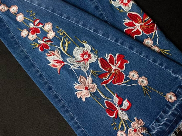 Embroidery Floral Trousers Pants