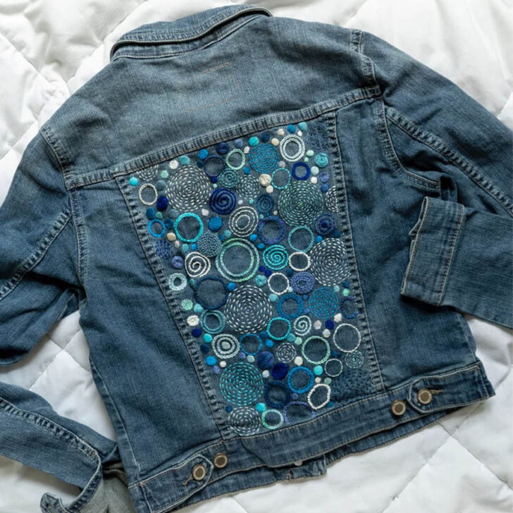 Hand embroidered denim jacket