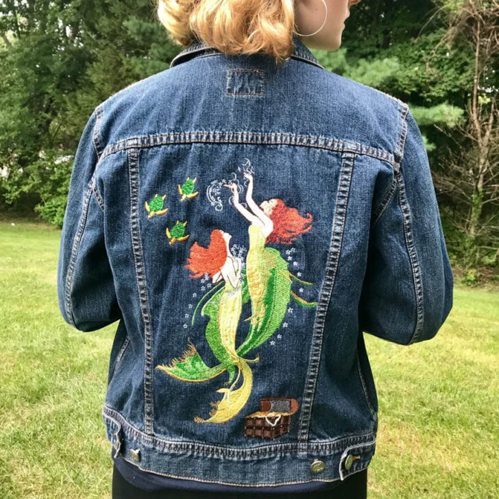 Mermaids of The Sea Embroidered Denim Jacket