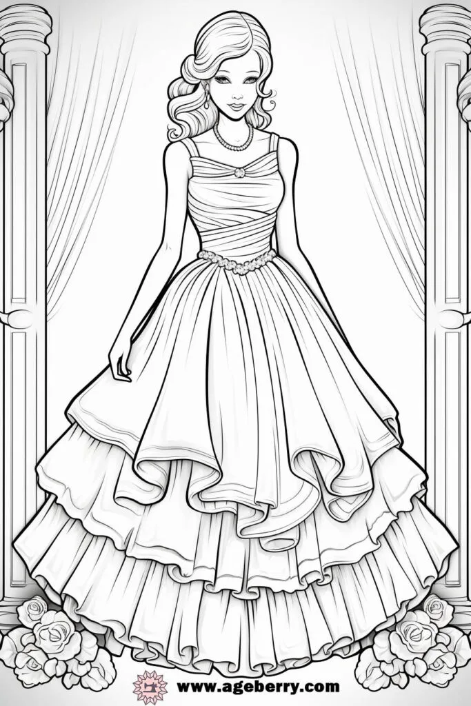Princess dress coloring page (1)