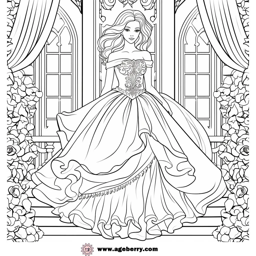 Princess dress coloring page (4)
