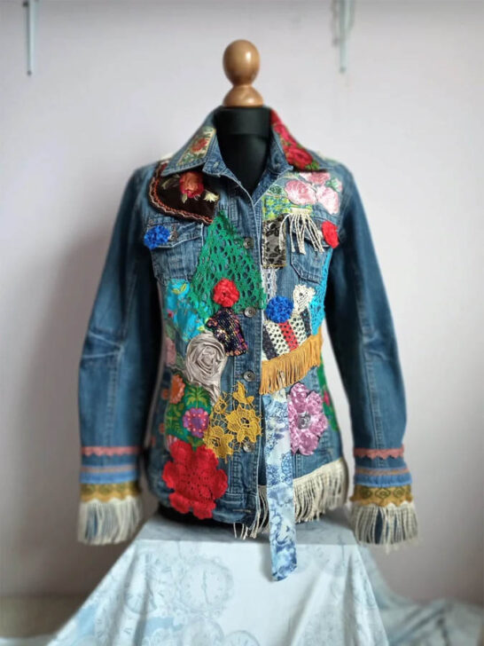 Upcycled Boho Denim Jacket