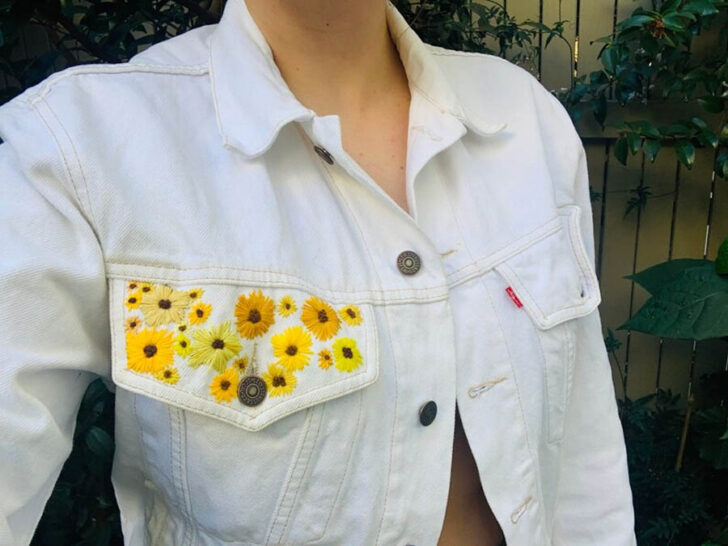 Vintage Levi’s Unisex Jacket with Hand Embroidered Sunflower Pocket