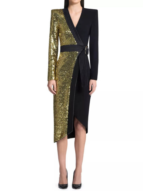 Zhivago Take Off Sequined Two-Tone Wrap Dress