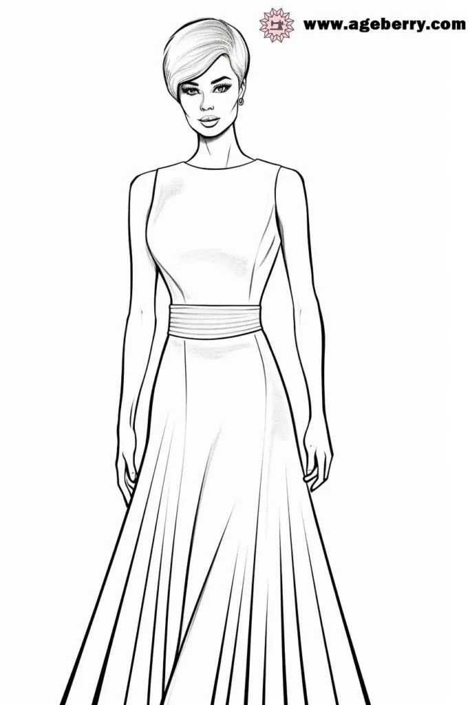 evening gown dress coloring page (1)
