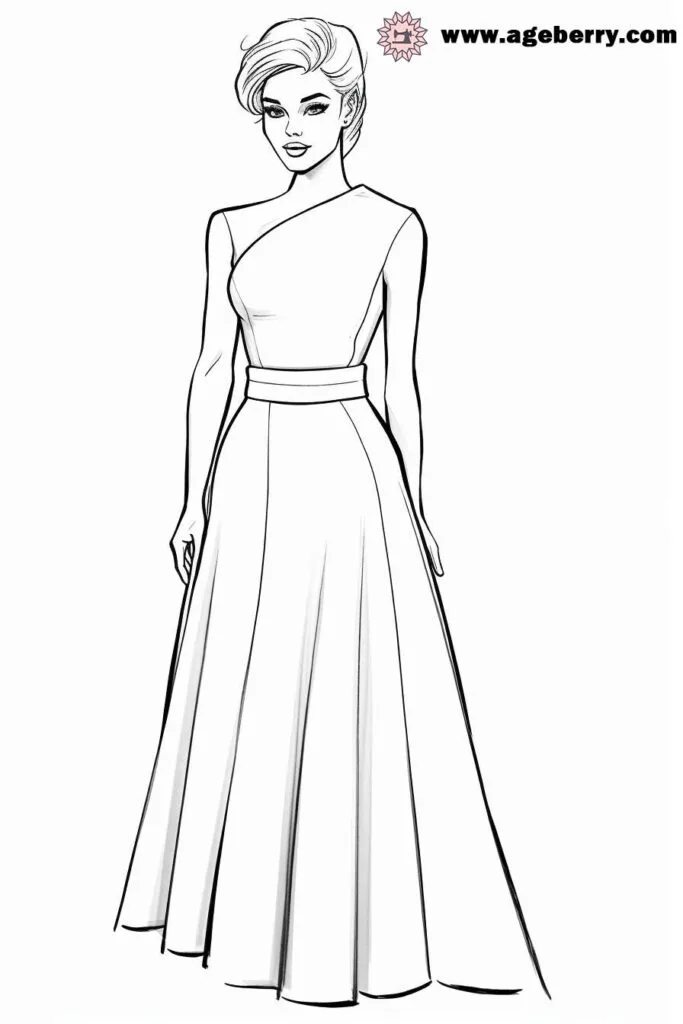 evening gown dress coloring page (2)