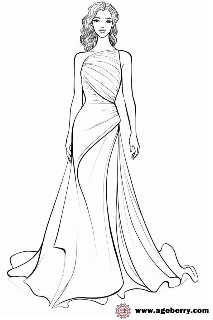 evening gown dress coloring page (4)