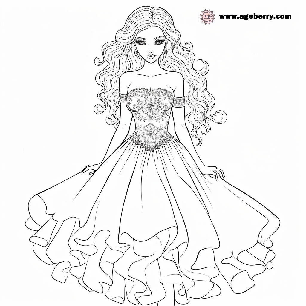 evening gown dress coloring page (7)