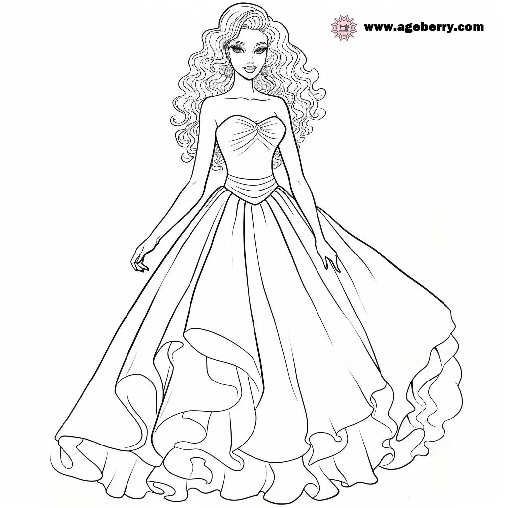evening gown dress coloring page (9)
