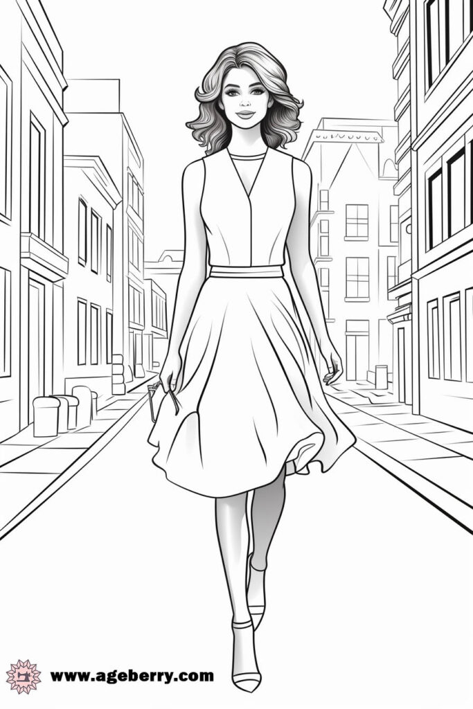 modern dress coloring page (1)