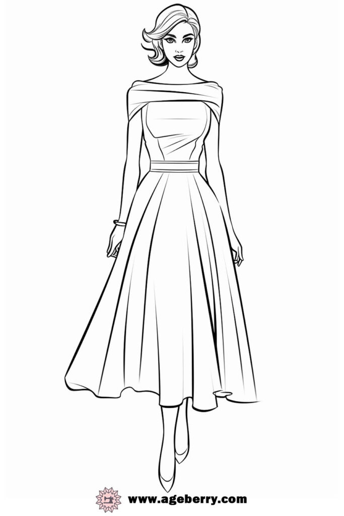 modern dress coloring page (10)