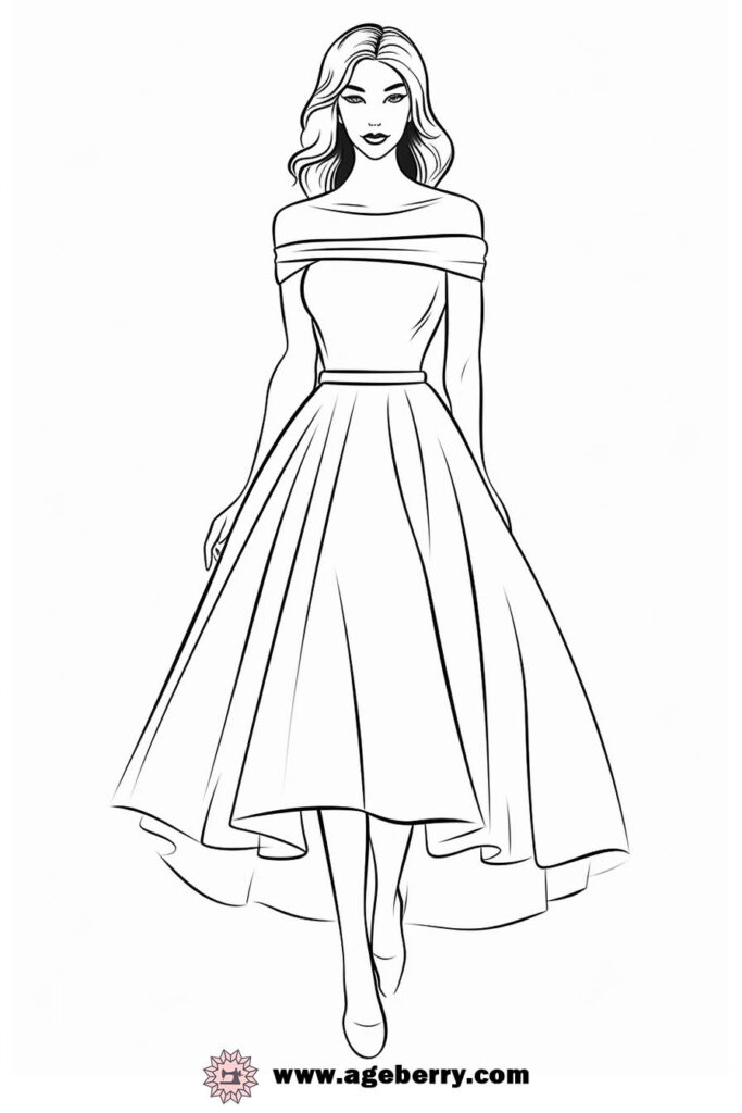 modern dress coloring page (11)