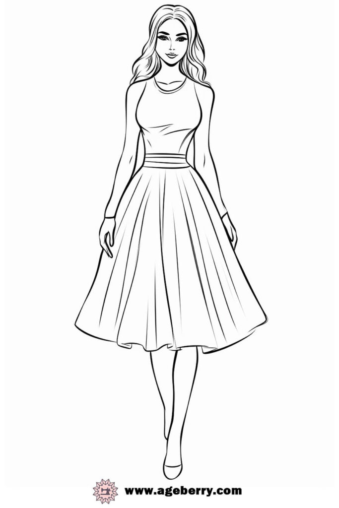 modern dress coloring page (12)