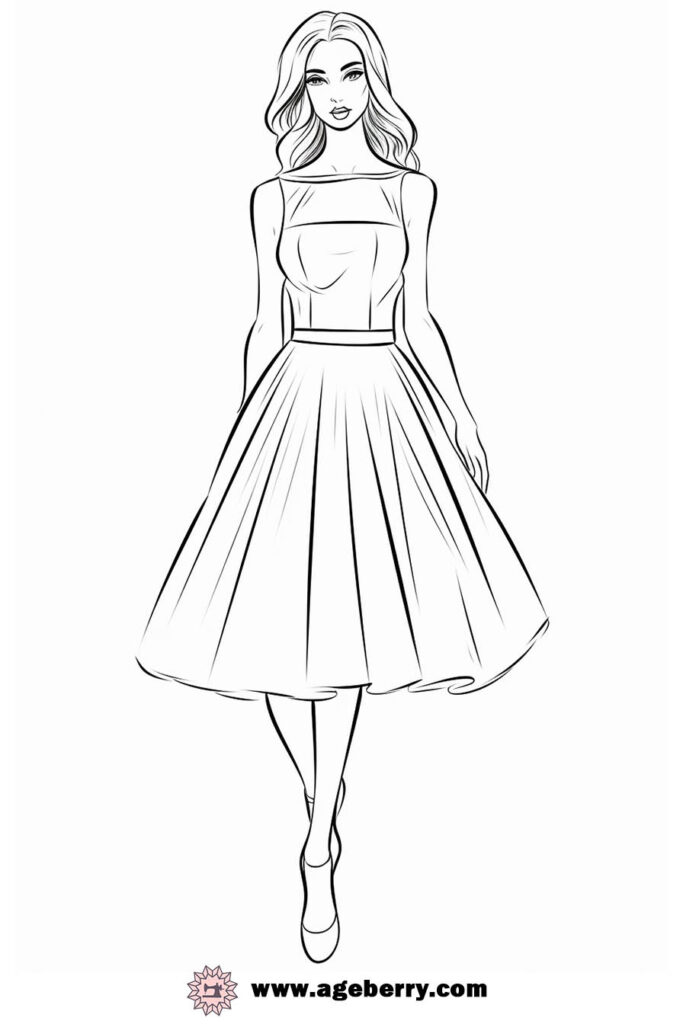 modern dress coloring page (13)