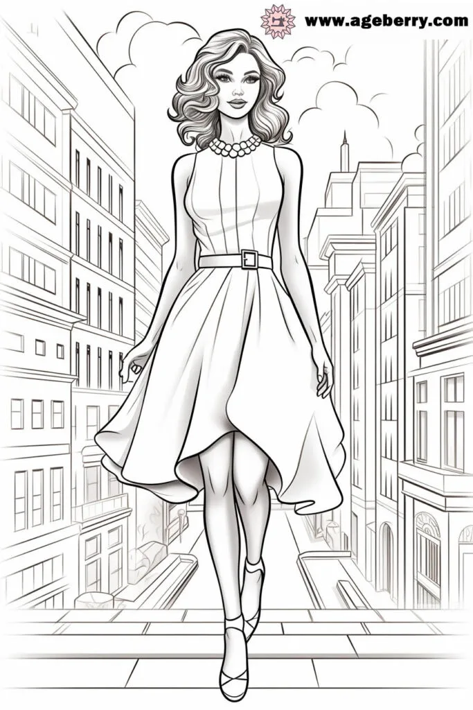 modern dress coloring page (2)