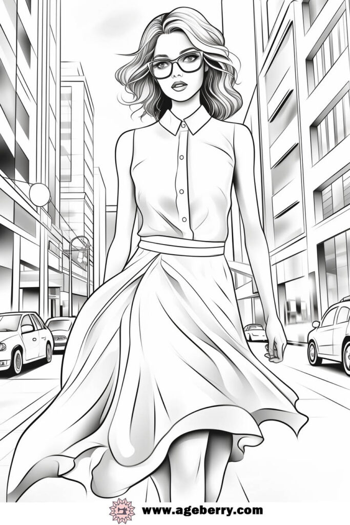 modern dress coloring page (3)