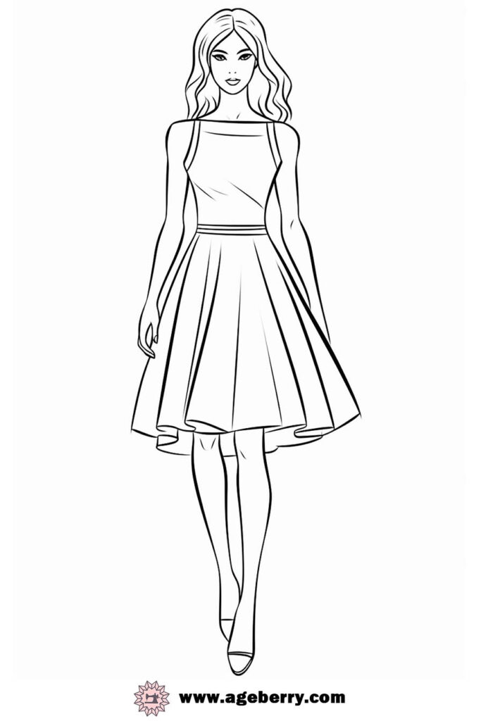 modern dress coloring page (4)