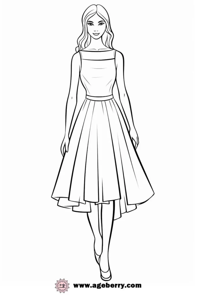 modern dress coloring page (5)