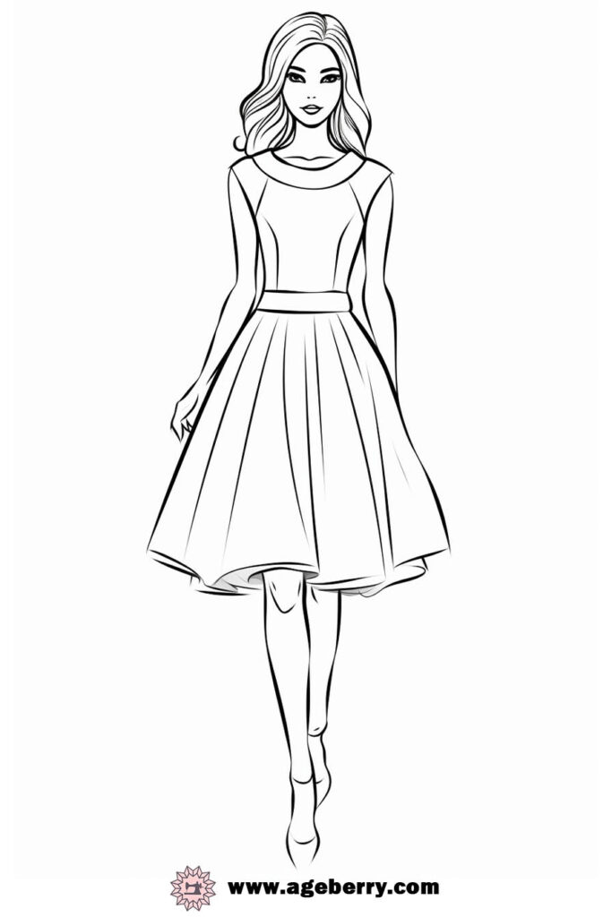 modern dress coloring page (6)