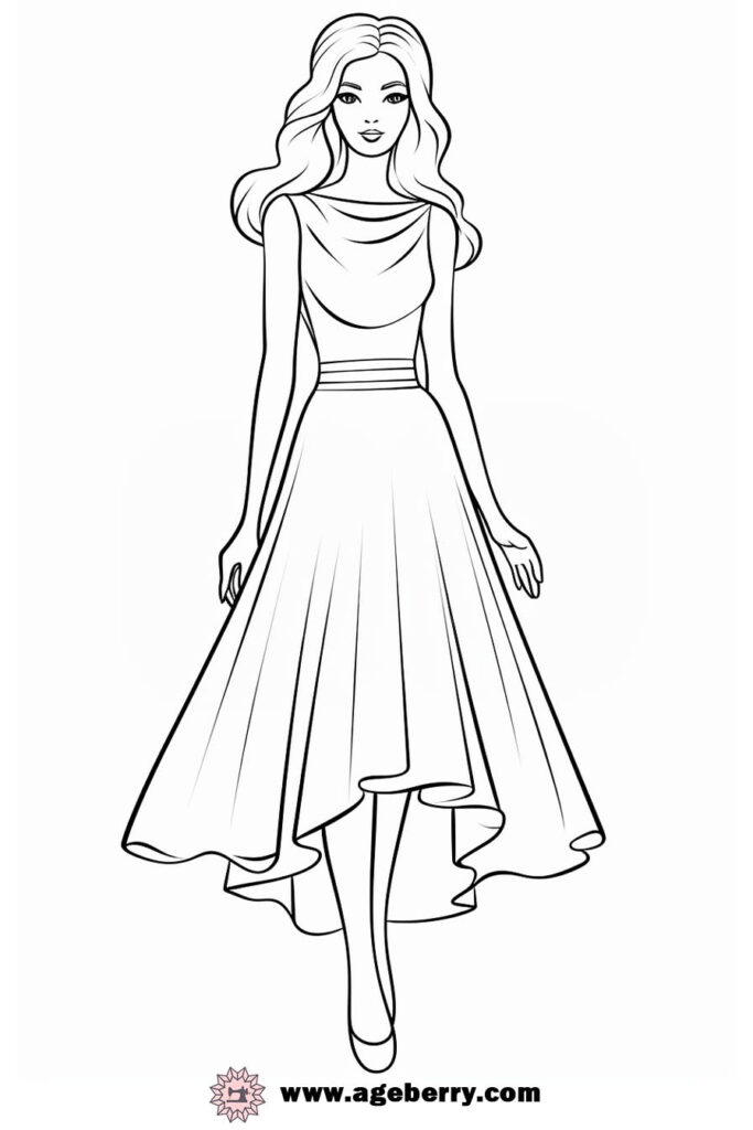 modern dress coloring page (7)