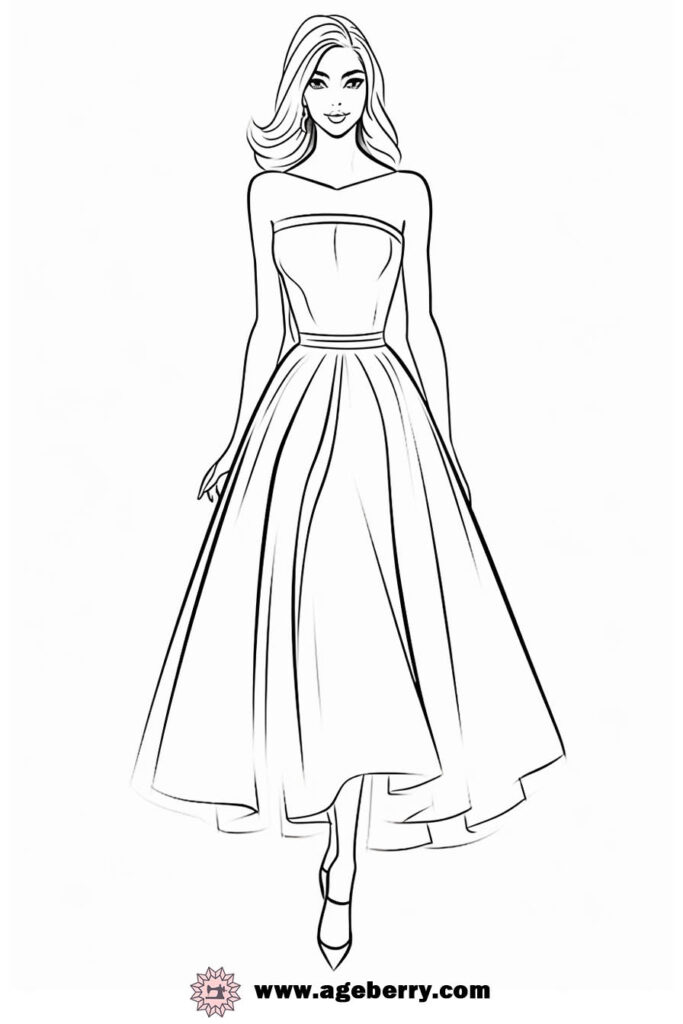 modern dress coloring page (8)