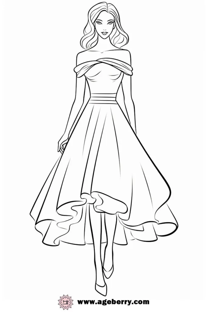 modern dress coloring page (9)