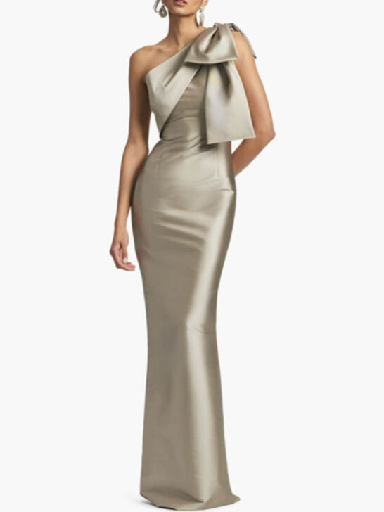 Bonnie Bow One-Shoulder Mikado Gown